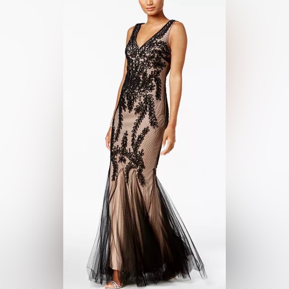 NWT Betsy & Adam Soutache Mermaid Gown - Size 2